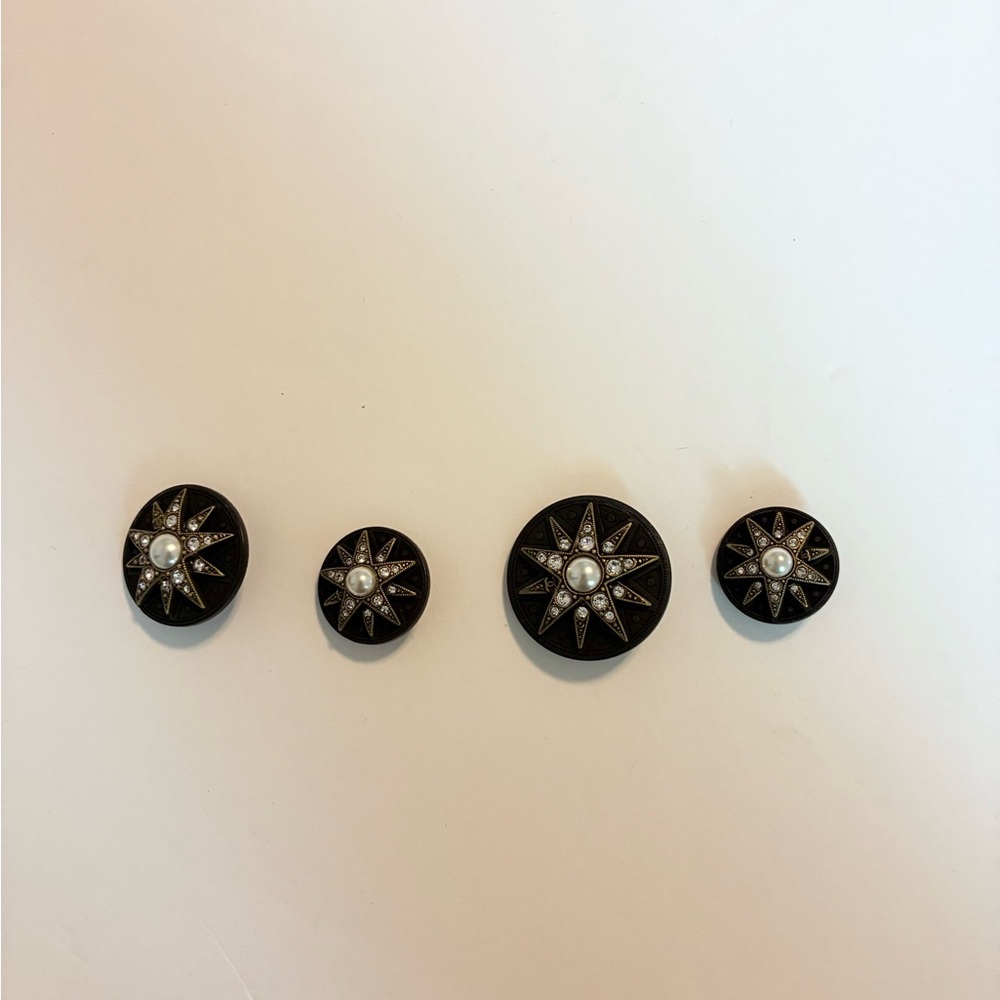 Chanel Black and Silver Starburst Buttons